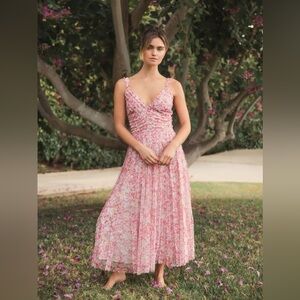 Mac Duggal 8012 NWT Mesh V-Neck Floral Print Dress